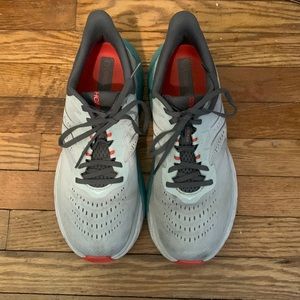 Hoka One One Gray and Red Sneakers